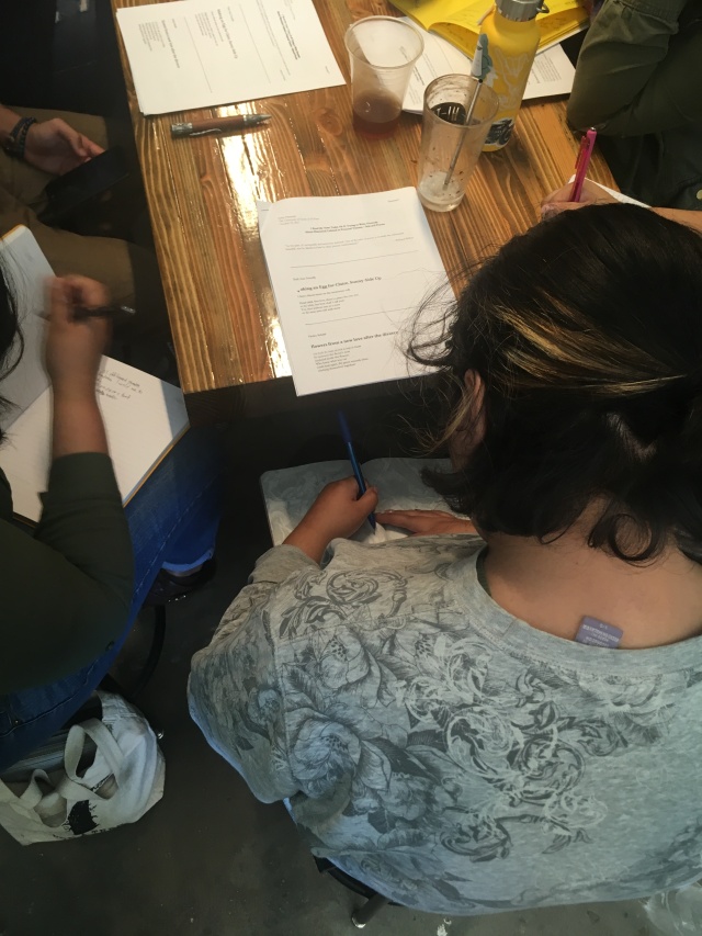 Workshop participants writing